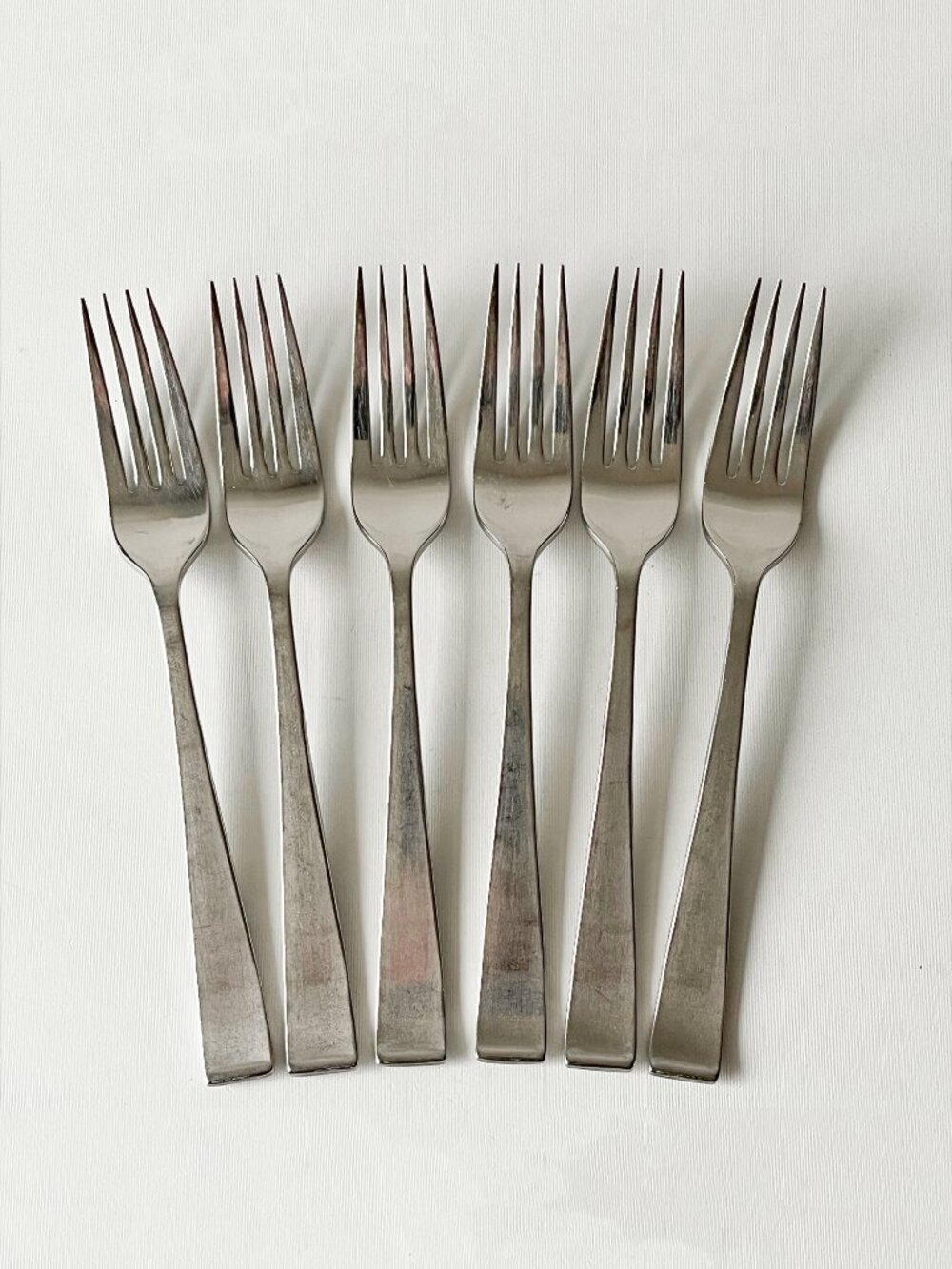 Vintage Lyon Stainless New Charm Flatware USA Made 6 Dinner Forks MCM